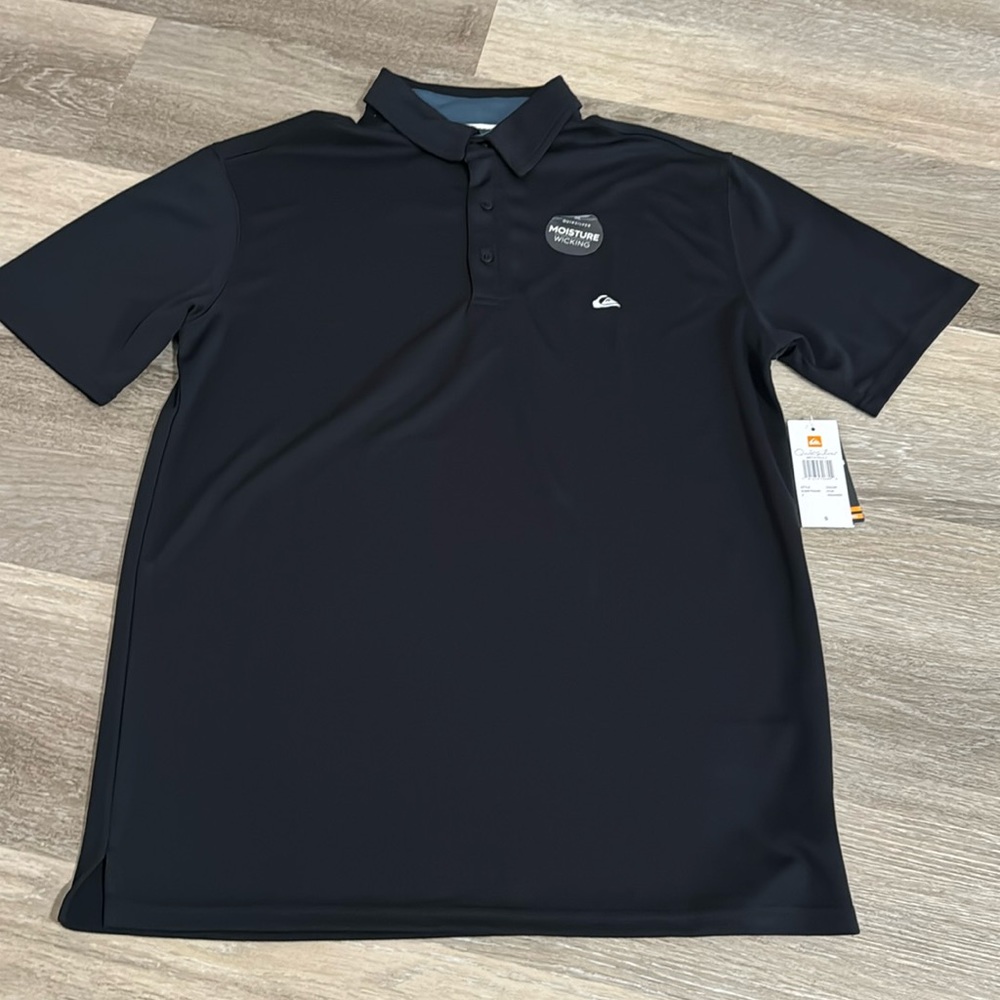 🆕 Quiksilver Men’s Waterman Collection Black Moisture Wicking Polo Adult Small